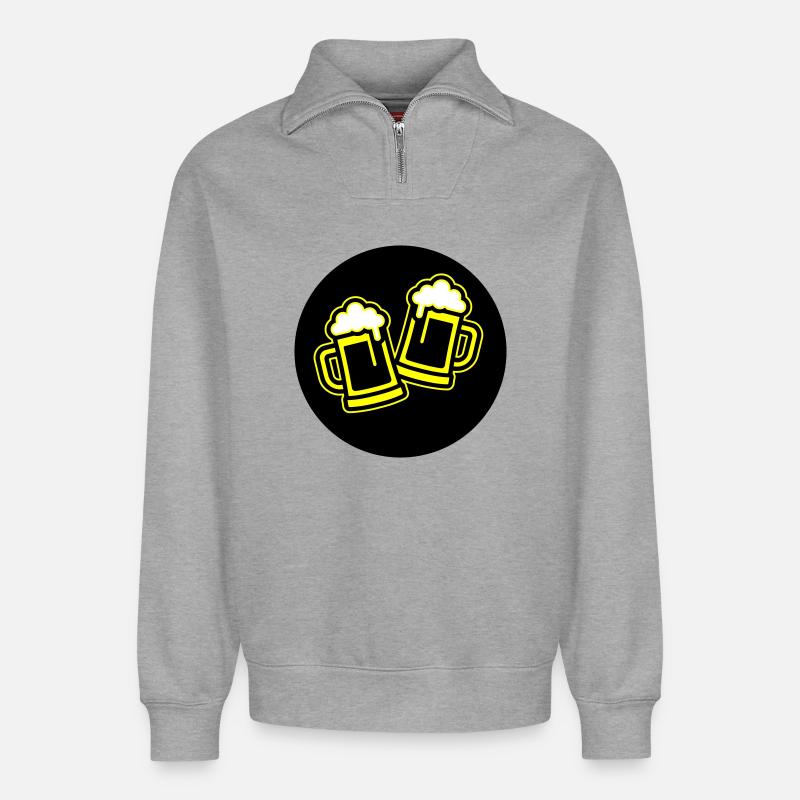 Bier Anstoßen Symbol Bierkrug - Relaxed Unisex Organic Half Zip Sweatshirt – von SPREAD - Grau meliert
