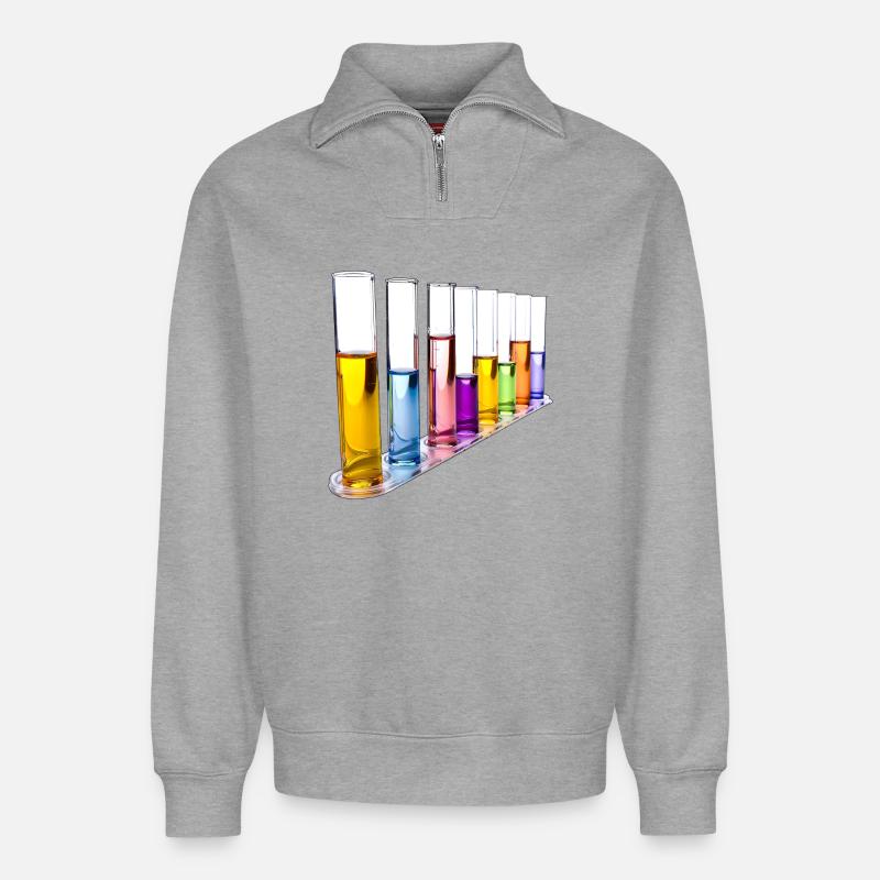 Rainbow Test Tubes Pattern - Relaxed Unisex Organic Half Zip Sweatshirt – by SPREAD - heather grey