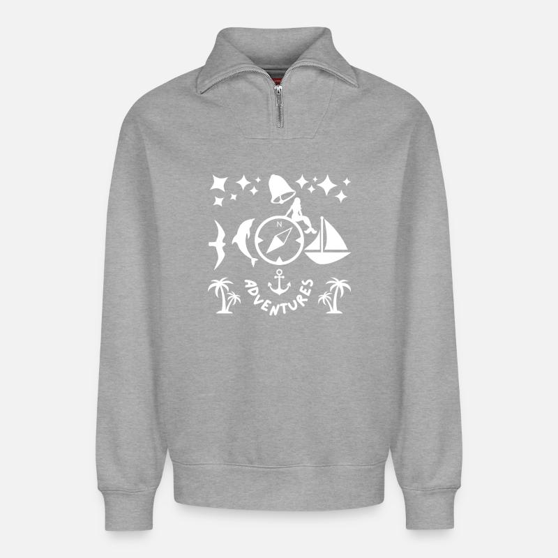 adventures - Relaxed Unisex Organic Half Zip Sweatshirt – by SPREAD - heather grey