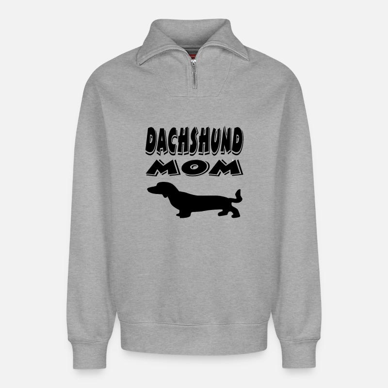 Dackel - Relaxed Unisex Organic Half Zip Sweatshirt – von SPREAD - Grau meliert