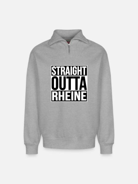 STRAIGHT OUTTA RHEINE - Relaxed Unisex Organic Half Zip Sweatshirt – by SPREAD - heather grey