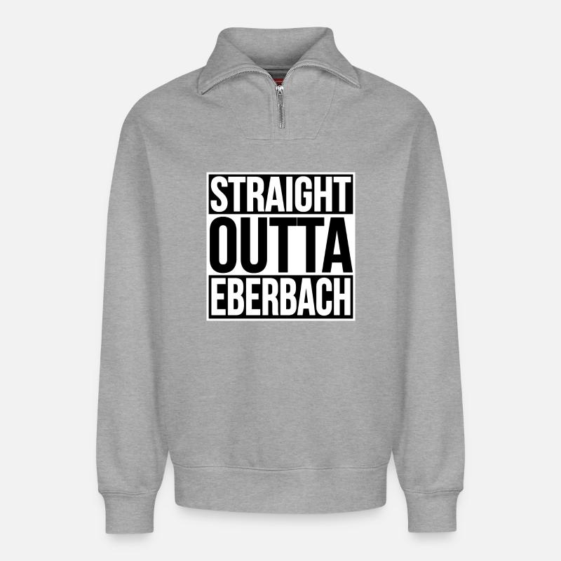 Ortsslogan Typo Eberbach - Relaxed Unisex Organic Half Zip Sweatshirt – von SPREAD - Grau meliert