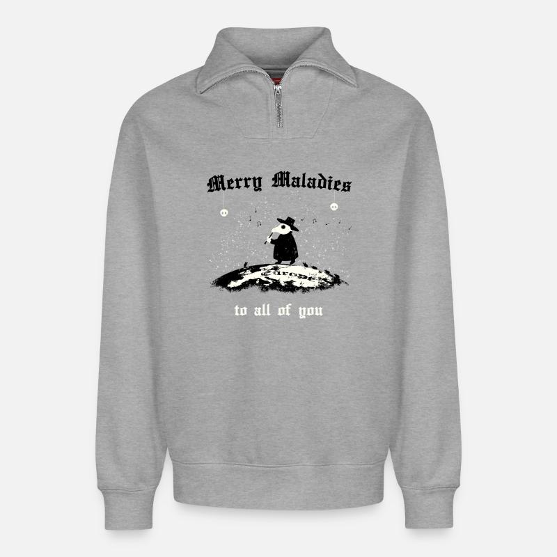 Joyeuses Maladies - Sweat unisexe décontracté en coton biologique à demi-zip – de SPREAD - gris chiné