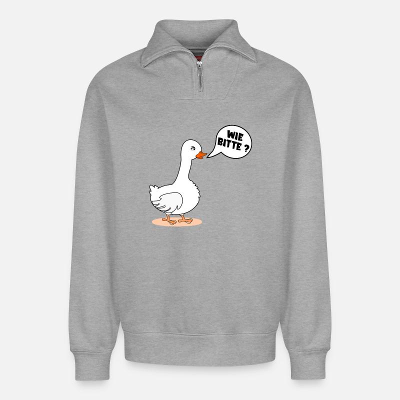 SELBSTBEWUSSTSEIN GANS WIE BITTE - Relaxed Unisex Organic Half Zip Sweatshirt – von SPREAD - Grau meliert