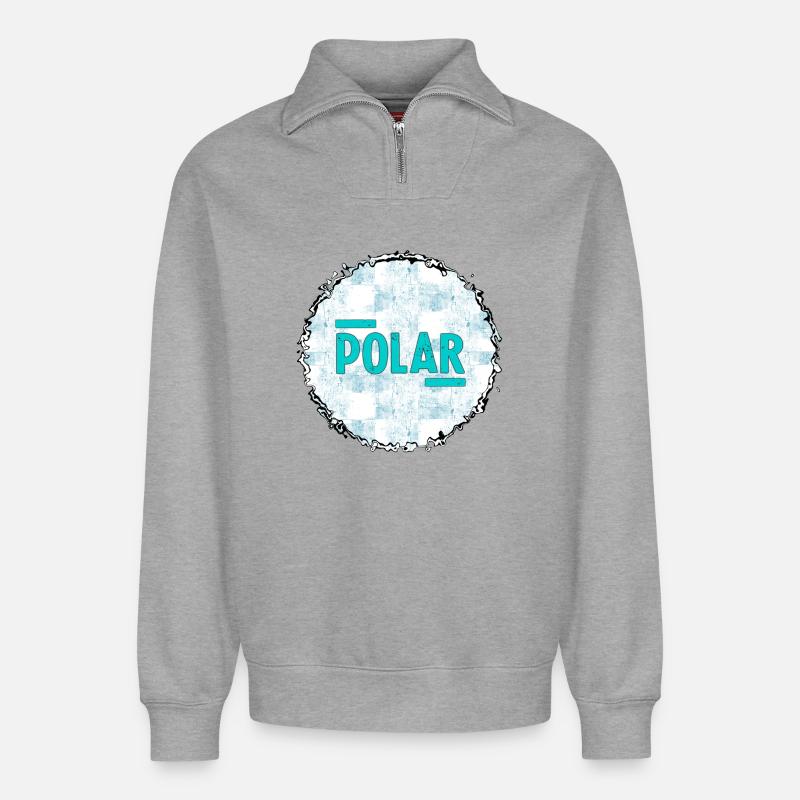 Polar Block Muster - Relaxed Unisex Organic Half Zip Sweatshirt – von SPREAD - Grau meliert
