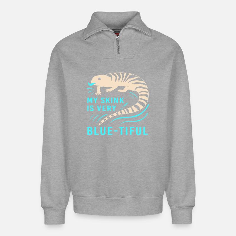 Eidechse - Relaxed Unisex Organic Half Zip Sweatshirt – von SPREAD - Grau meliert