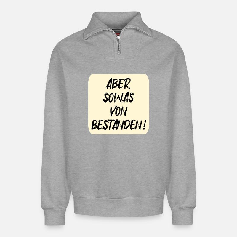 EXAMS PASSED - Relaxed Unisex Organic Half Zip Sweatshirt – by SPREAD - heather grey