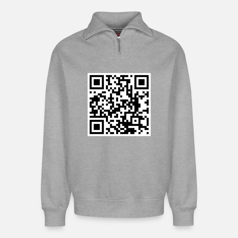 QR-Code-Zitat lustiger Humor - Relaxed Unisex Organic Half Zip Sweatshirt – von SPREAD - Grau meliert