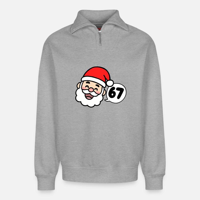 Santa sagt 67 - Relaxed Unisex Organic Half Zip Sweatshirt – von SPREAD - Grau meliert
