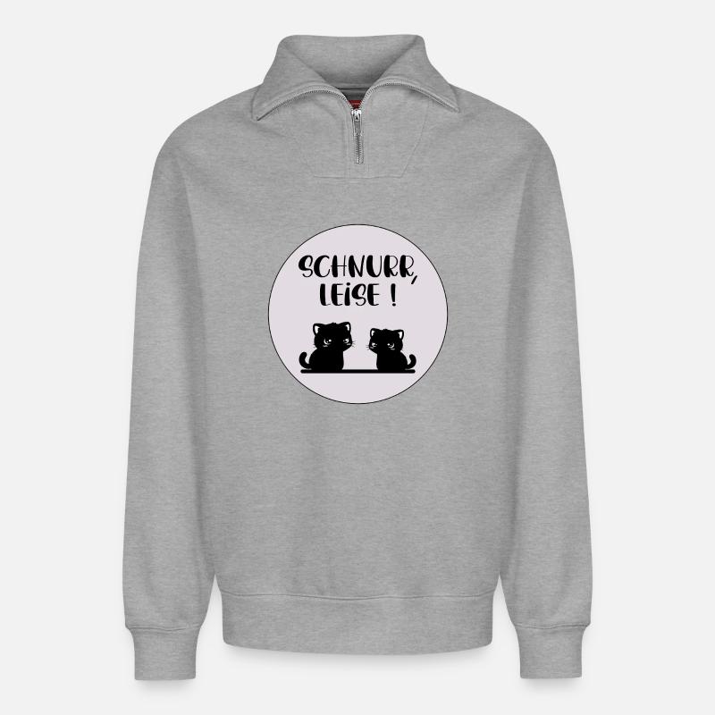 Katzen Leise Schnurren - Relaxed Unisex Organic Half Zip Sweatshirt – von SPREAD - Grau meliert