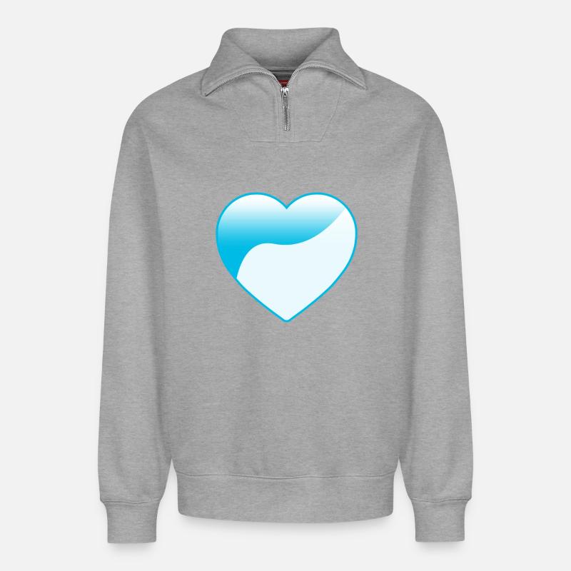 Liebe - Relaxed Unisex Organic Half Zip Sweatshirt – von SPREAD - Grau meliert