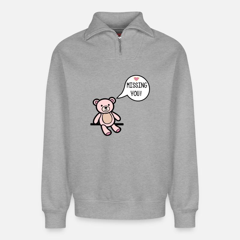 Missing You - Relaxed Unisex Organic Half Zip Sweatshirt – by SPREAD - heather grey