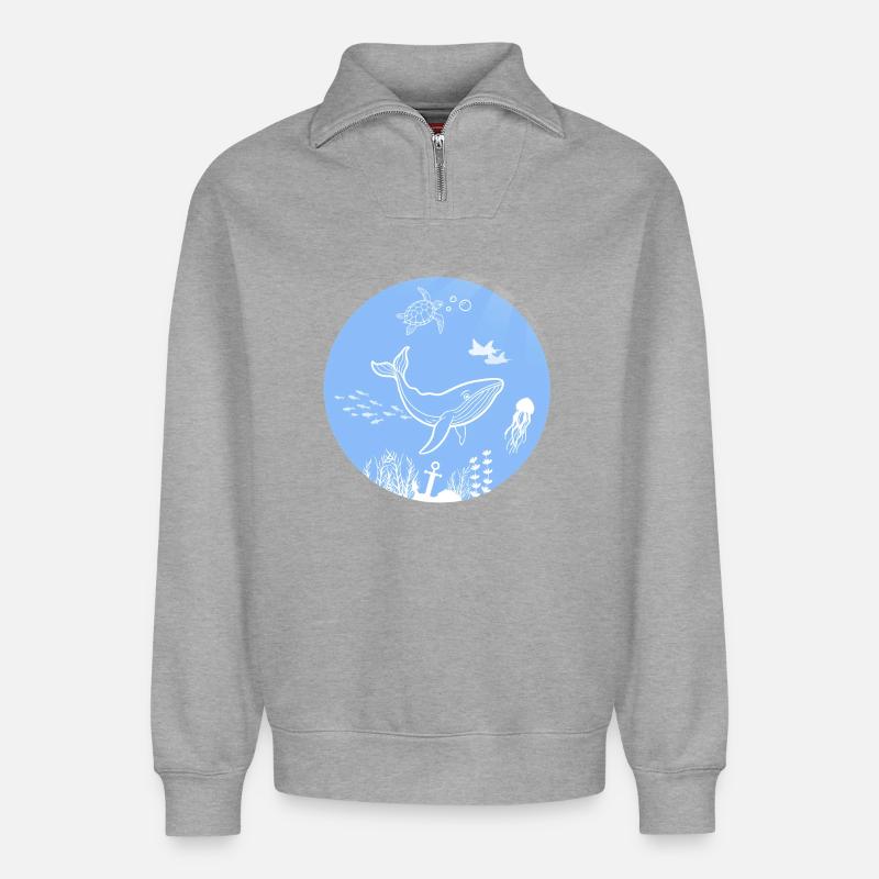Underwater world - Relaxed Unisex Organic Half Zip Sweatshirt – von SPREAD - Grau meliert