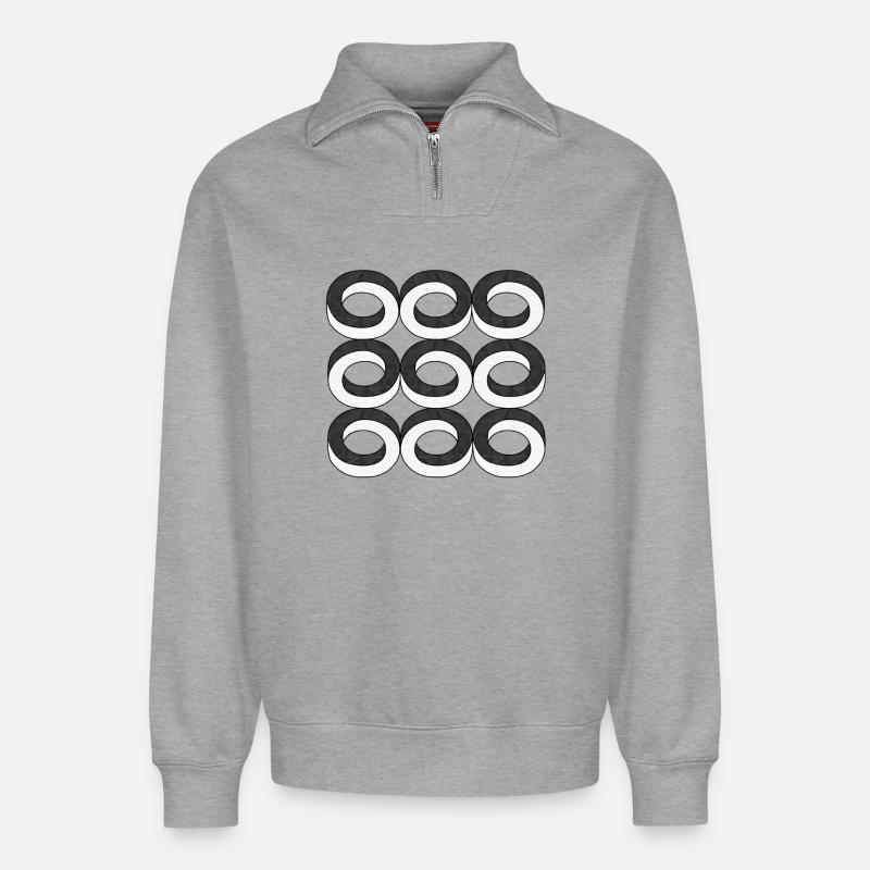 Optical Illusion Circles Texture - Relaxed Unisex Organic Half Zip Sweatshirt – by SPREAD - heather grey