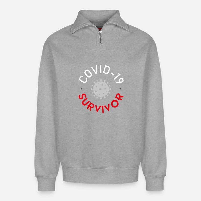 Covid-19-Überlebender - Relaxed Unisex Organic Half Zip Sweatshirt – von SPREAD - Grau meliert