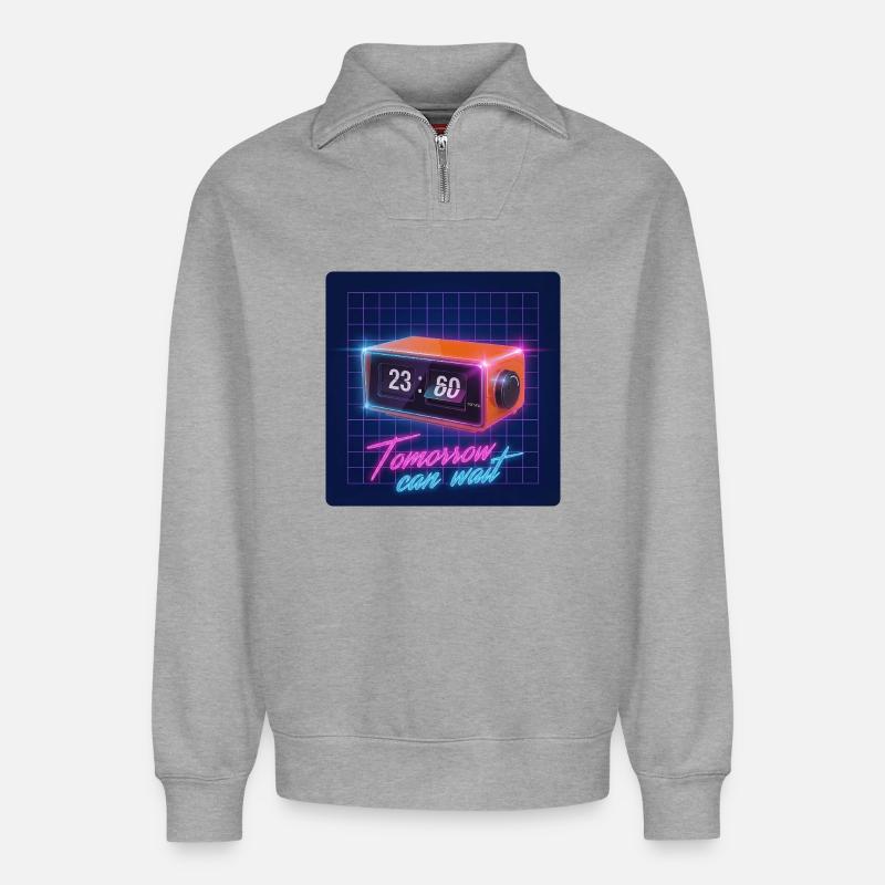 Tomorrow Can Wait - Relaxed Unisex Organic Half Zip Sweatshirt – by SPREAD - heather grey