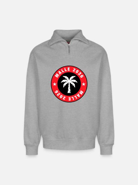 Malle 2026 Palm Tree Circle - Relaxed Unisex Organic Half Zip Sweatshirt – by SPREAD - heather grey