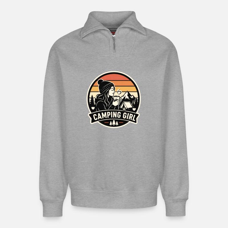 Campeuse - Sweat unisexe décontracté en coton biologique à demi-zip – de SPREAD - gris chiné