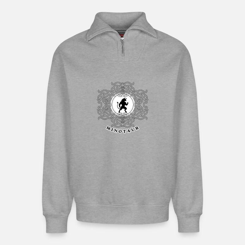 Minotaur - Relaxed Unisex Organic Half Zip Sweatshirt – by SPREAD - heather grey
