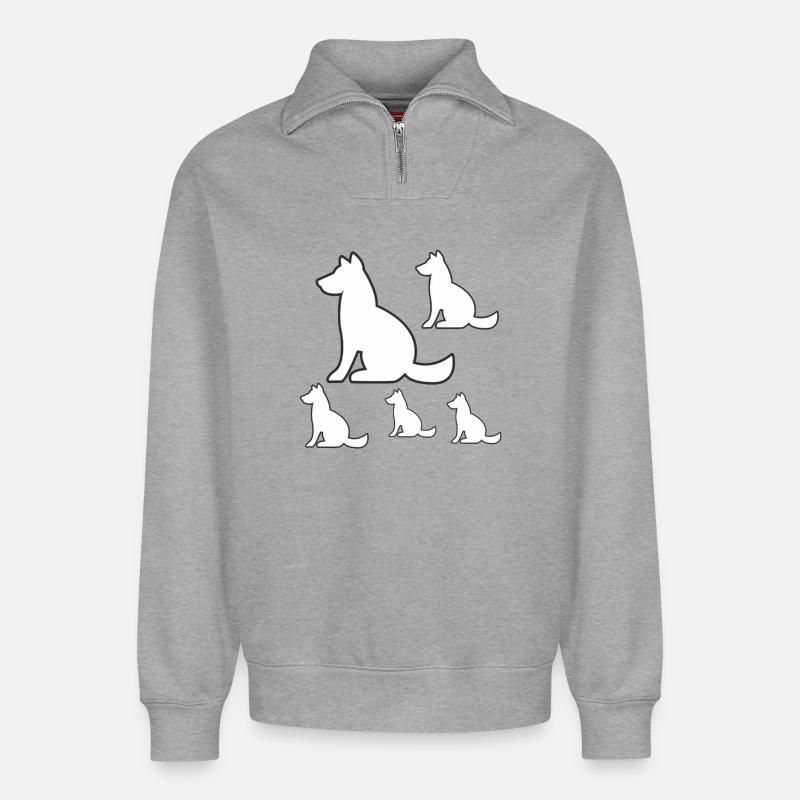 Hunde - Relaxed Unisex Organic Half Zip Sweatshirt – von SPREAD - Grau meliert