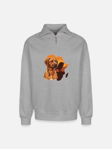Rhodesian Ridgeback - Relaxed Unisex Organic Half Zip Sweatshirt – by SPREAD - heather grey