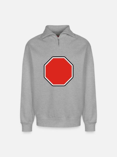 verkehrsschild - für eigenen text - Relaxed Unisex Organic Half Zip Sweatshirt – by SPREAD - heather grey