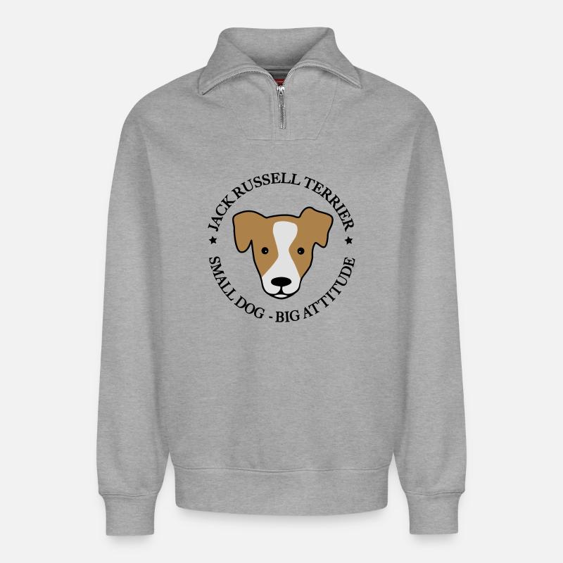 Jack Russell Terrier - Relaxed Unisex Organic Half Zip Sweatshirt – von SPREAD - Grau meliert