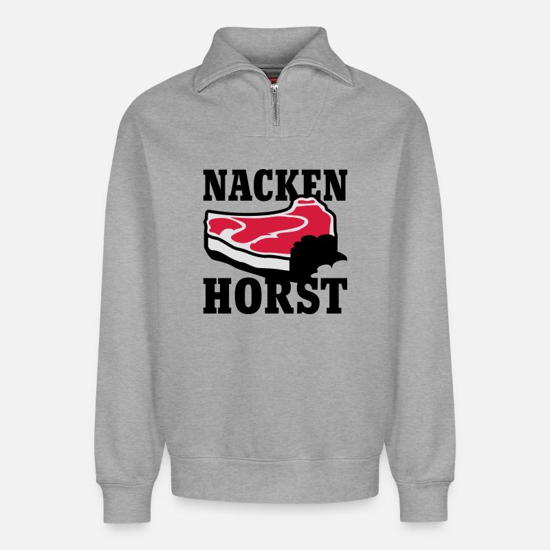 Nacken Horst - Relaxed Unisex Organic Half Zip Sweatshirt – von SPREAD - Grau meliert