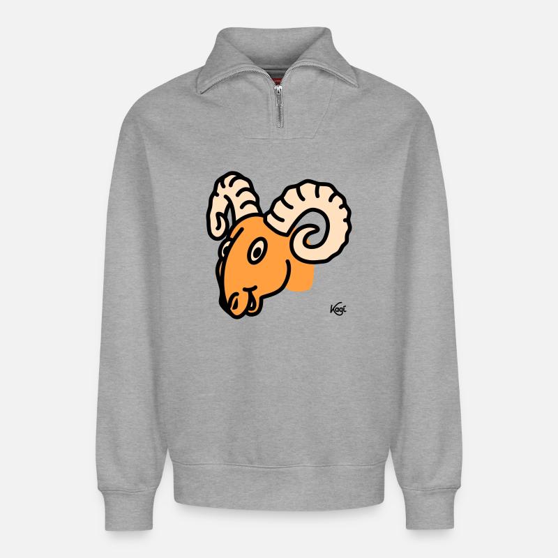 Widder groß - Relaxed Unisex Organic Half Zip Sweatshirt – von SPREAD - Grau meliert