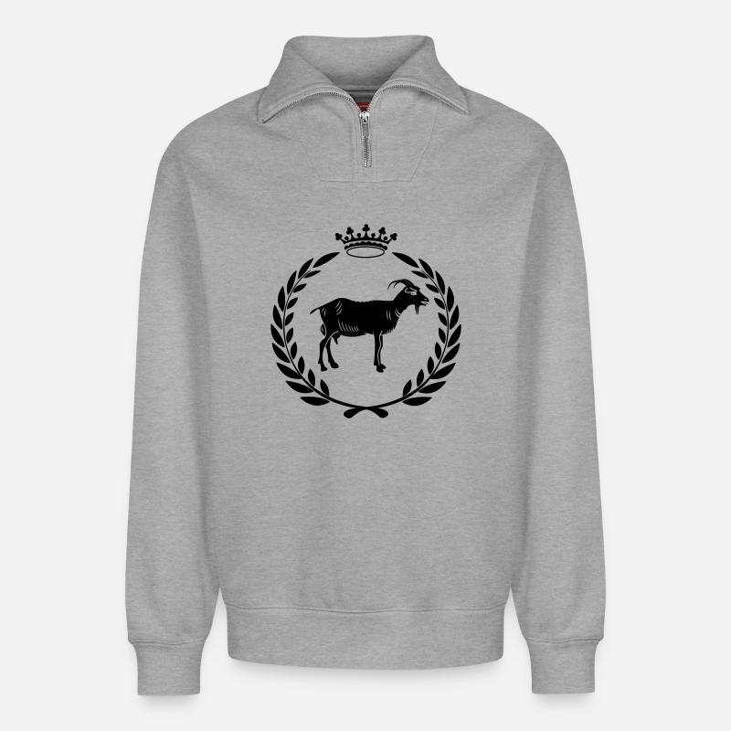 Bester Ziegen- oder Käse-Lorbeerkranz - Relaxed Unisex Organic Half Zip Sweatshirt – von SPREAD - Grau meliert