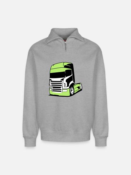 Striking V8 truck - Relaxed Unisex Organic Half Zip Sweatshirt – by SPREAD - heather grey