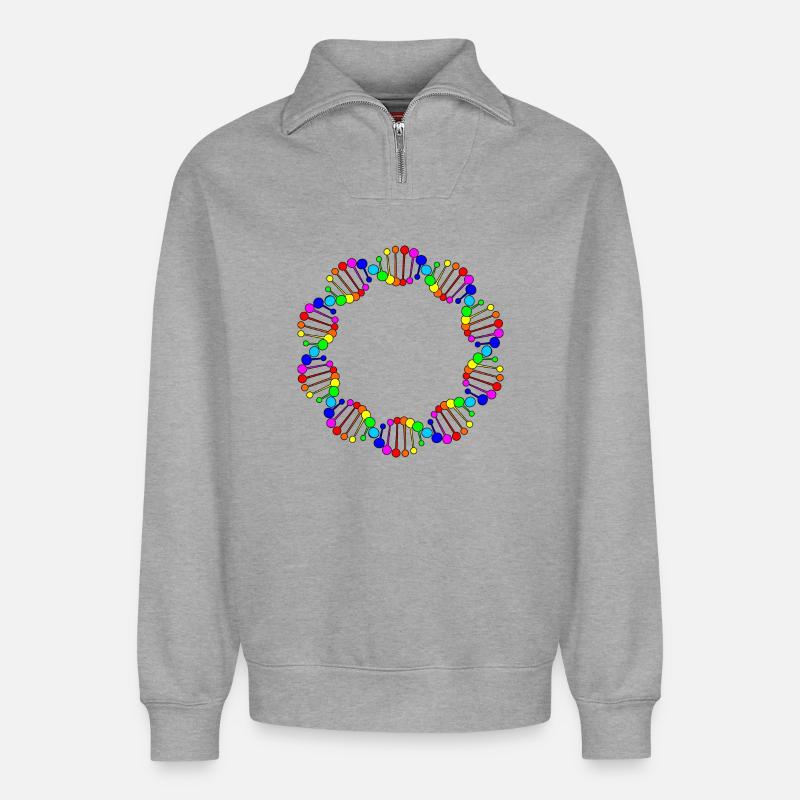 DNA Regenbogen-DNA - Relaxed Unisex Organic Half Zip Sweatshirt – von SPREAD - Grau meliert