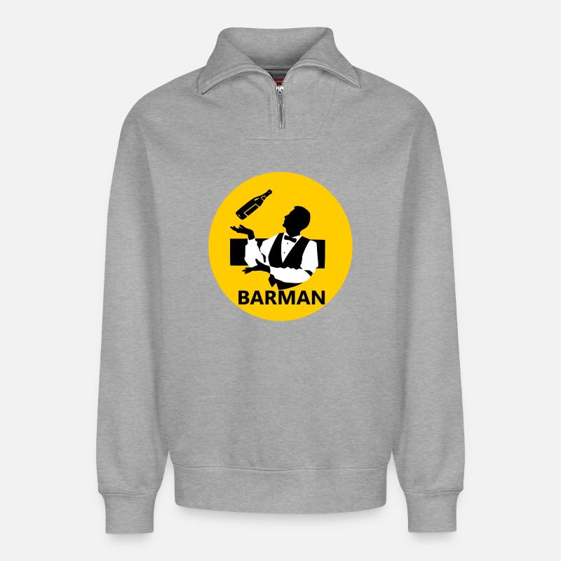 Bartender - Relaxed Unisex Organic Half Zip Sweatshirt – by SPREAD - heather grey