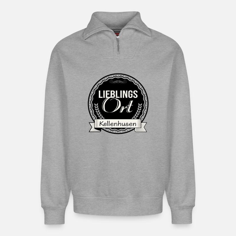 Lieblingsort Kellenhusen - Relaxed Unisex Organic Half Zip Sweatshirt – von SPREAD - Grau meliert