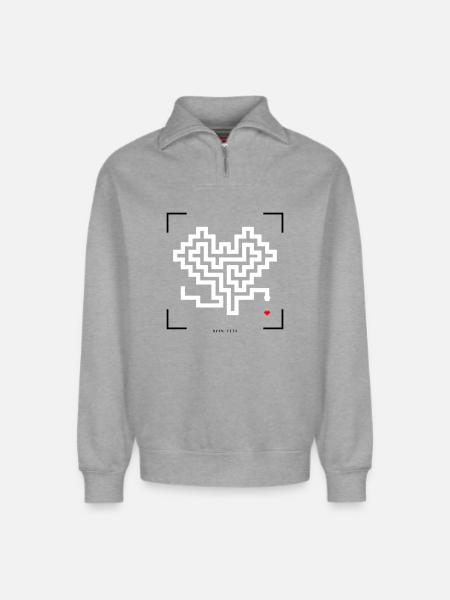 Retro snake - Relaxed Unisex Organic Half Zip Sweatshirt – by SPREAD - heather grey