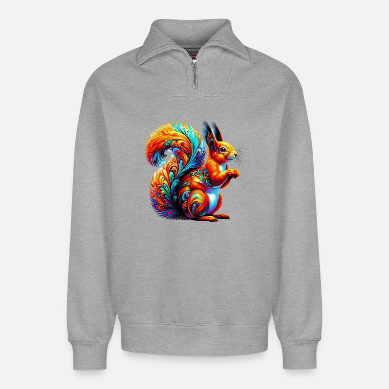 Eichhörnchen - Relaxed Unisex Organic Half Zip Sweatshirt – von SPREAD - Grau meliert