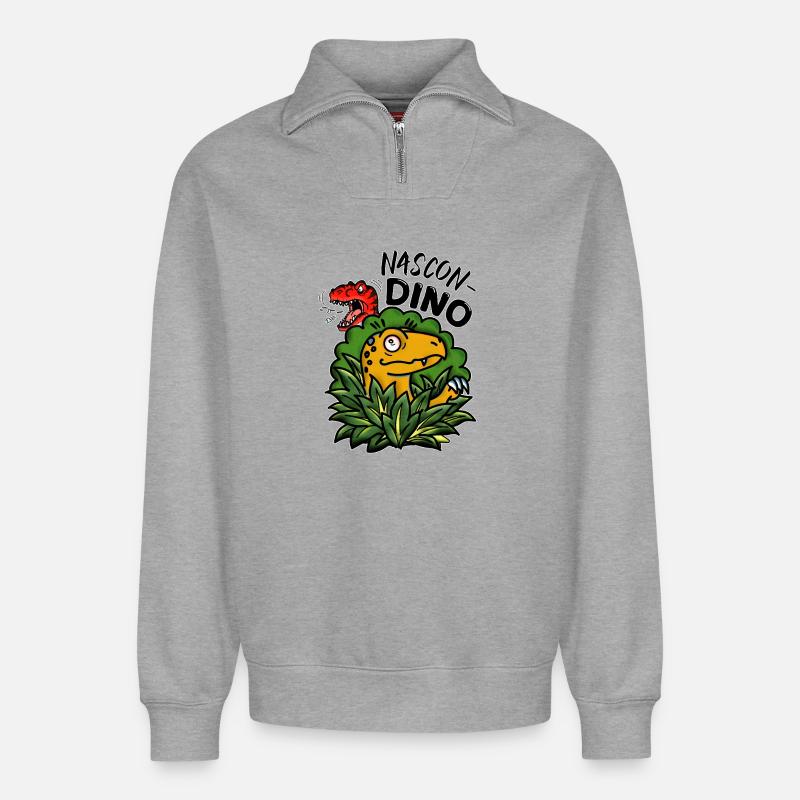 Cache-cache - Sweat unisexe décontracté en coton biologique à demi-zip – de SPREAD - gris chiné