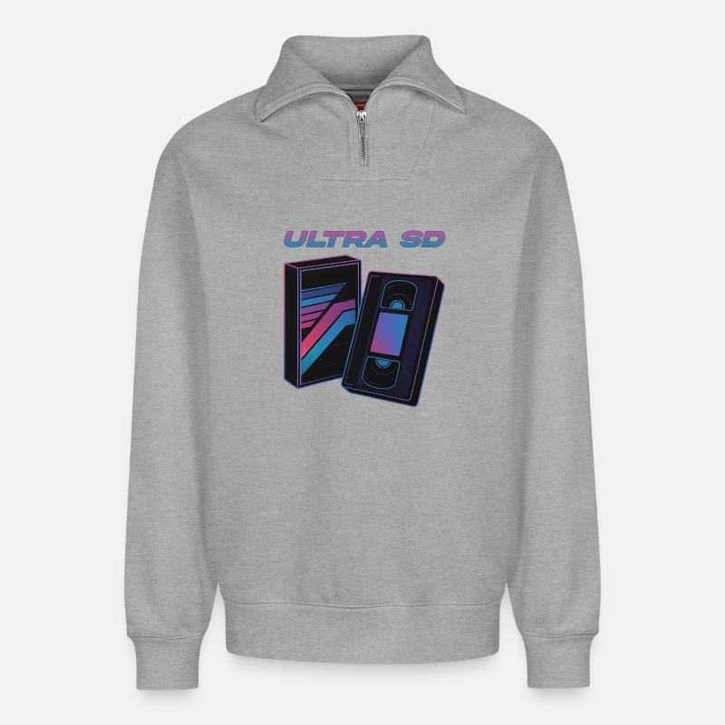 Ultra SD - Sweat unisexe décontracté en coton biologique à demi-zip – de SPREAD - gris chiné