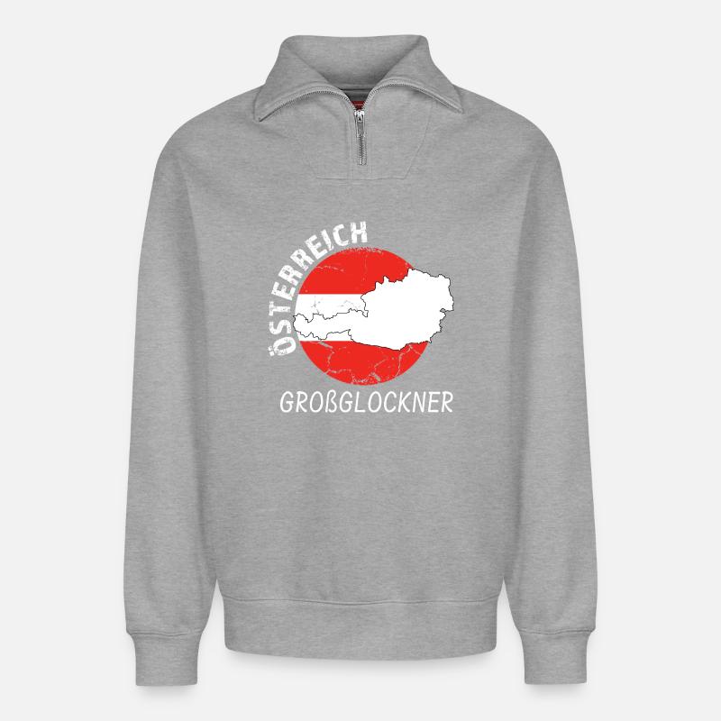 Großglockner - Relaxed Unisex Organic Half Zip Sweatshirt – von SPREAD - Grau meliert
