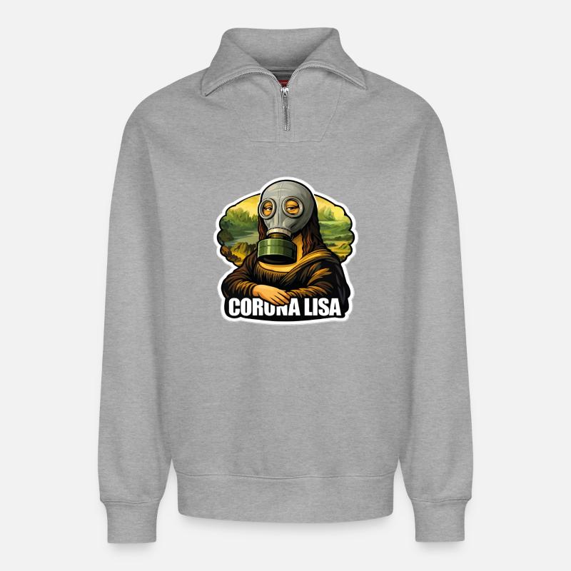 Corona Lisa - Relaxed Unisex Organic Half Zip Sweatshirt – von SPREAD - Grau meliert