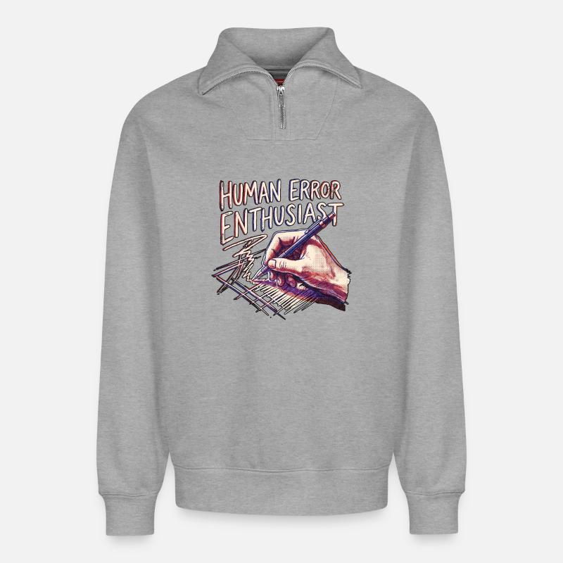 Human Error Enthausiast - Relaxed Unisex Organic Half Zip Sweatshirt – von SPREAD - Grau meliert