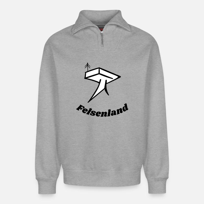Felsenland - Relaxed Unisex Organic Half Zip Sweatshirt – von SPREAD - Grau meliert