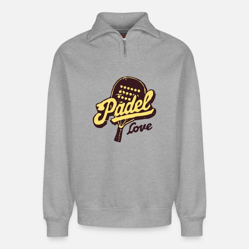 Paddle Love Retro - Relaxed Unisex Organic Half Zip Sweatshirt – von SPREAD - Grau meliert