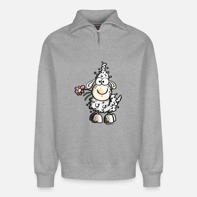 Goldiges Schaf - Relaxed Unisex Organic Half Zip Sweatshirt – von SPREAD - Grau meliert
