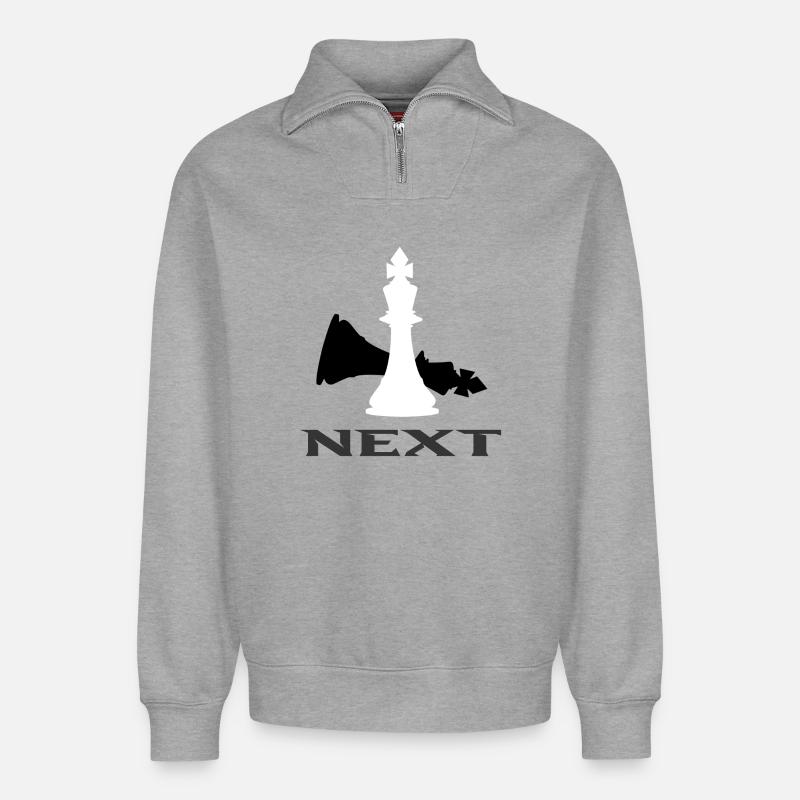Schach - Relaxed Unisex Organic Half Zip Sweatshirt – von SPREAD - Grau meliert