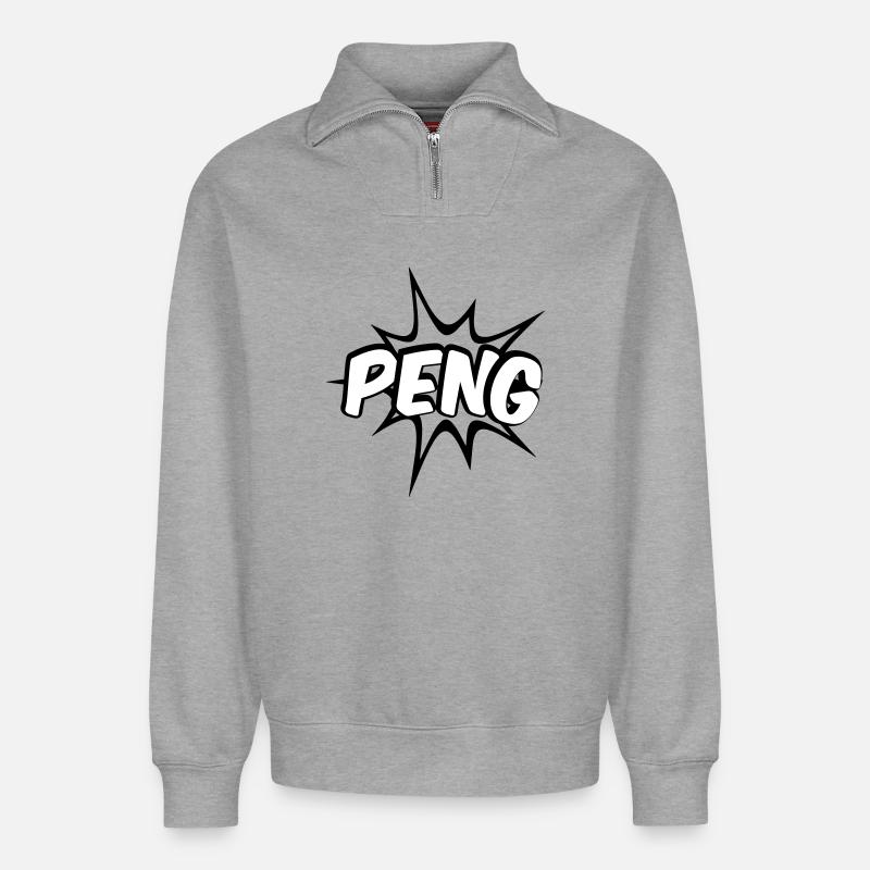 Peng Comic Design - Sweat unisexe décontracté en coton biologique à demi-zip – de SPREAD - gris chiné