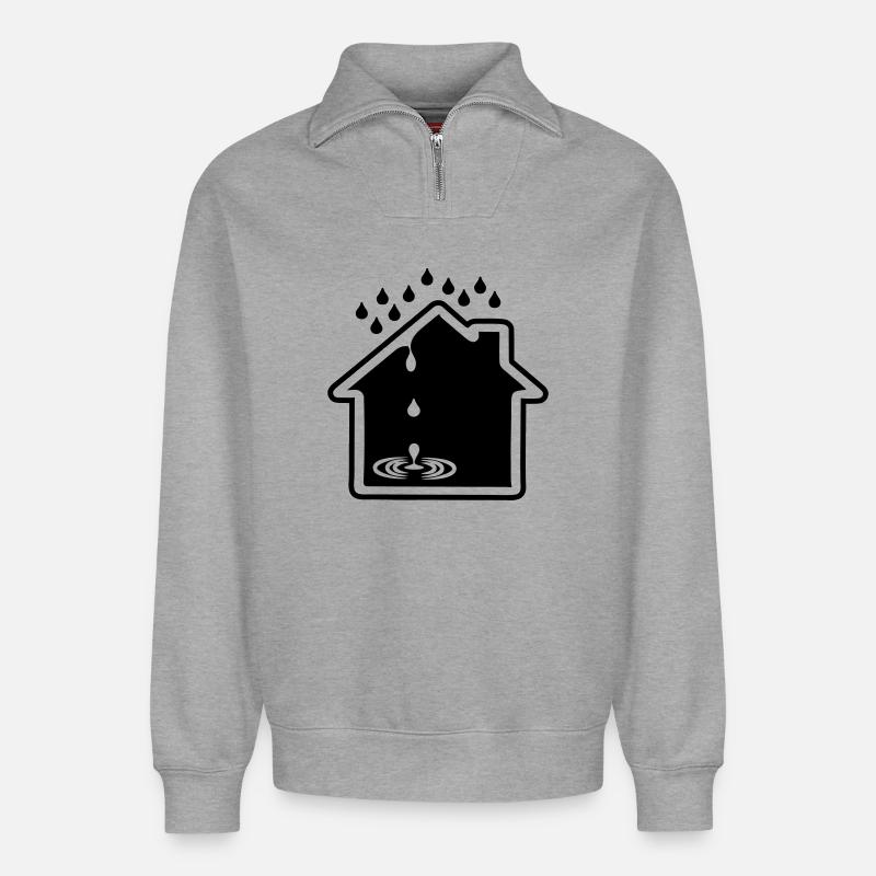 Hausleckage - Relaxed Unisex Organic Half Zip Sweatshirt – von SPREAD - Grau meliert
