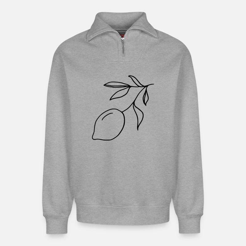 Zitronenzweig - Relaxed Unisex Organic Half Zip Sweatshirt – von SPREAD - Grau meliert
