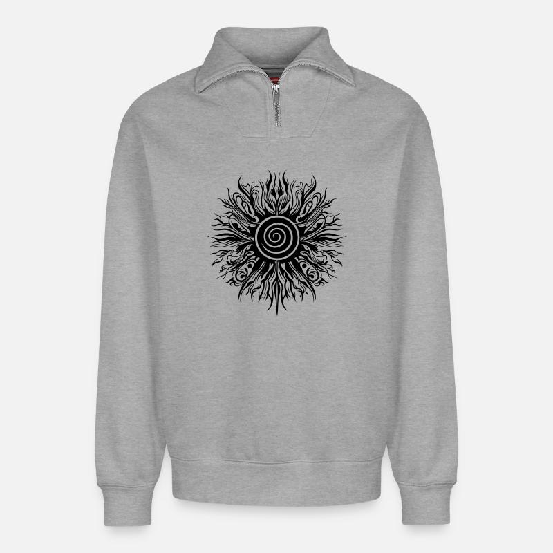 Mittsommer Sonne Sommer - Relaxed Unisex Organic Half Zip Sweatshirt – von SPREAD - Grau meliert