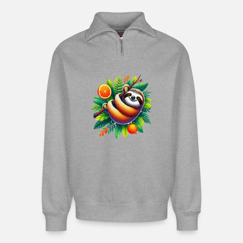 Faultier - Relaxed Unisex Organic Half Zip Sweatshirt – von SPREAD - Grau meliert